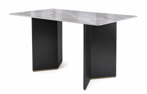 Mese de dining - Masa Lua 90x180cm cu blat ceramic gri