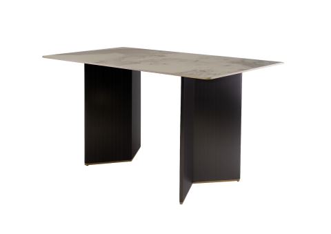 Mese de dining - Masa Lua 90x180cm cu blat ceramic tip marmură