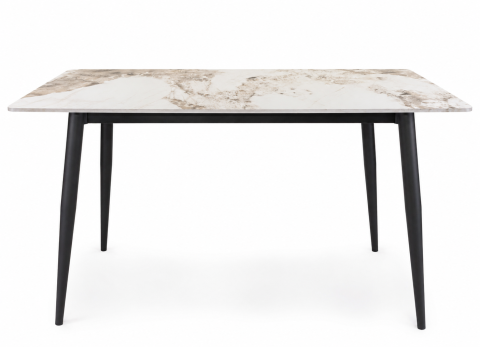 Mese de dining - Masă Vivi 140x80cm Blat marmură albă cu inserții aurii