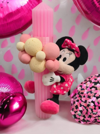 Lumânări și suporturi pentru lumânări - Lumanare Botez Canelata cu Mickey Mouse de Plus si Baloane