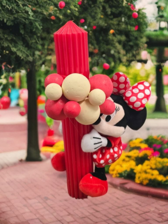 Lumânări și suporturi pentru lumânări - Lumanare Botez Canelata cu Mickey Mouse de Plus si Baloane