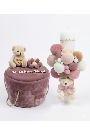 TRUSOURI - Set complet premium: trusouri botez si lumanari botez cu cutie si accesorii