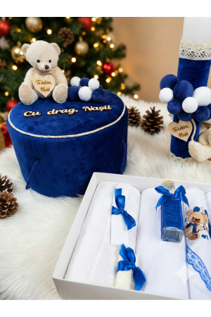 TRUSOURI - Set Complet Trusou Botez, Cutie și Lumânare cu Ursuleț - Culori la Alegere