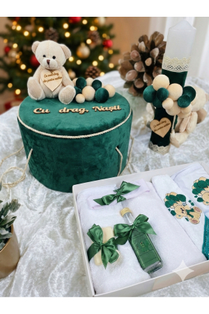 TRUSOURI - Set Complet Trusou Botez, Cutie și Lumânare cu Ursuleț - Culori la Alegere