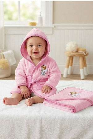 SETURI BAITA - Set Premium pentru Baie Bebe cu Îngeraș Brodat (Halat, Prosop și Mănușă)