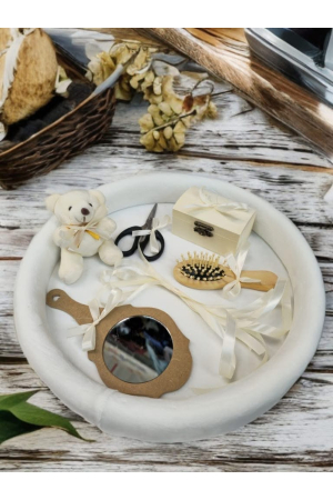 SETURI TAIERE MOT - Set Premium Tăiere Moț, Tavă Catifea Verde, Accesorii Lemn și Ursuleț