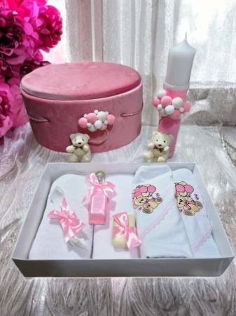 TRUSOURI - Set Trusou Botez Complet cu Lumanare si Cutie Rotunda Premium, Accesorii Biserica