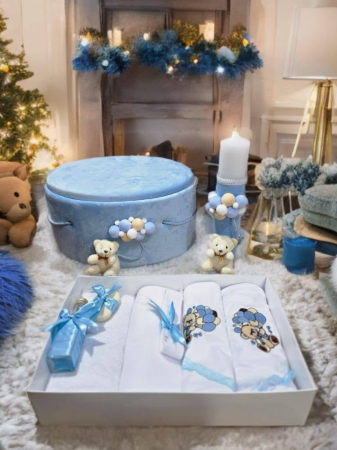 TRUSOURI - Set Trusou Botez Complet cu Lumanare si Cutie Rotunda Premium, Accesorii Biserica