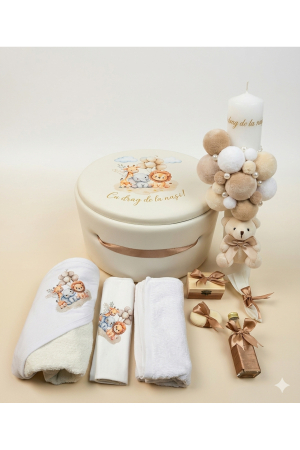 TRUSOURI - Trusou Botez Complet, Cutie, Lumânare și Accesori Ursuleț