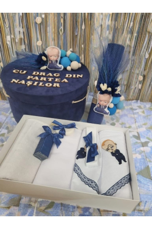 TRUSOURI - Trusou Botez Complet Fete și Băieți: Lumânare, Cutie, Accesorii