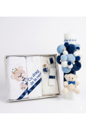TRUSOURI - Trusou Botez Complet și Lumânare cu Jucărie din Pluș | Set Premium