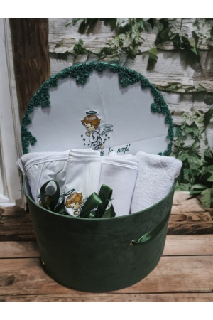 TRUSOURI - Trusou Botez FARA LUMANARE, Motiv Ingeras, Set Complet in Cutie Cadou Eleganta