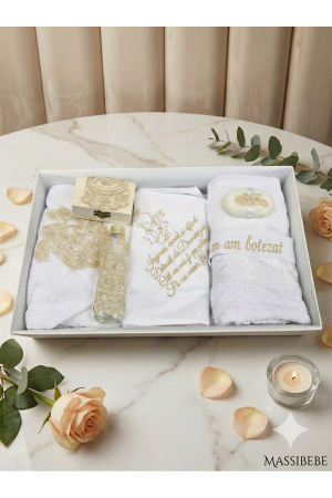 TRUSOURI - Trusou Botez Premium Broderie Îngeraș și Dantelă, 7 pi