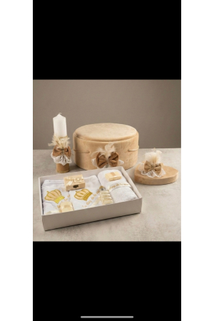 TRUSOURI - Trusou Botez Premium Complet cu Lumânare, Cutie Catifea și Accesorii Brodat