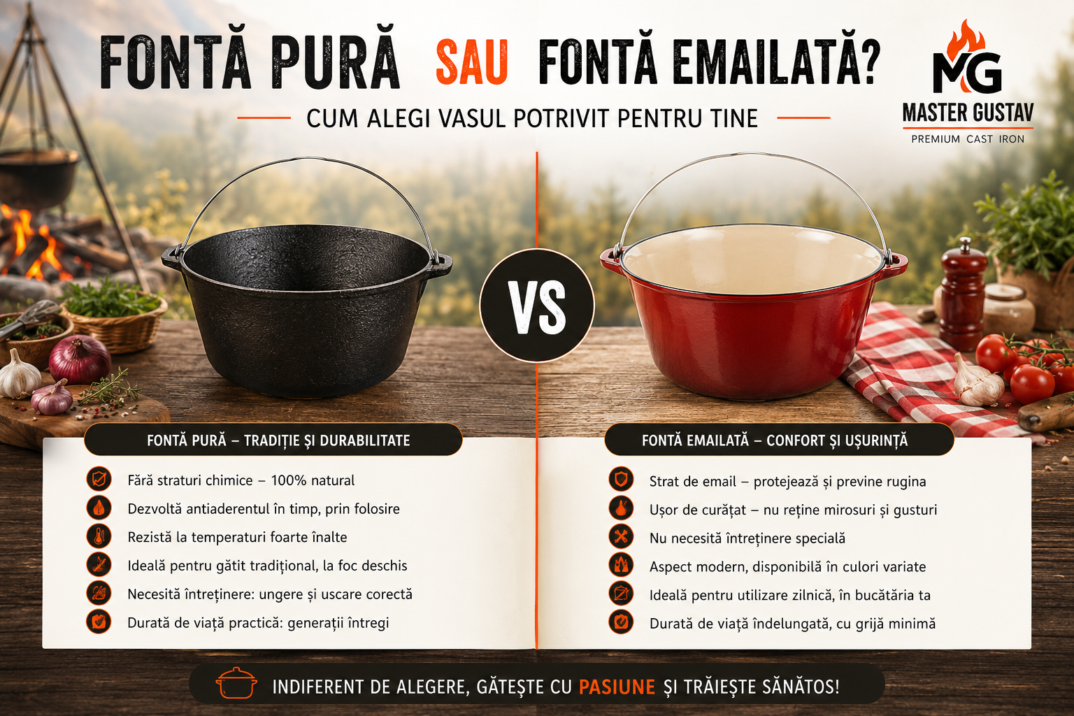 Fontă pură sau fontă emailată? Cum alegi vasul potrivit pentru tine