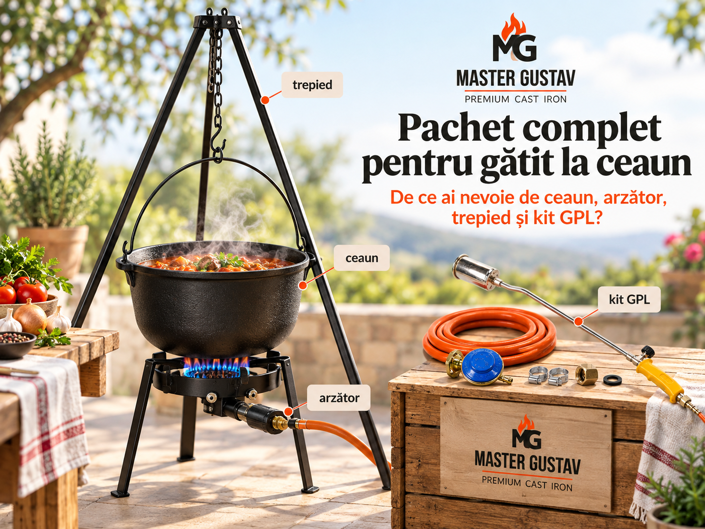 Pachet complet pentru gătit la ceaun – de ce ai nevoie de ceaun, arzător, trepied și kit GPL?
