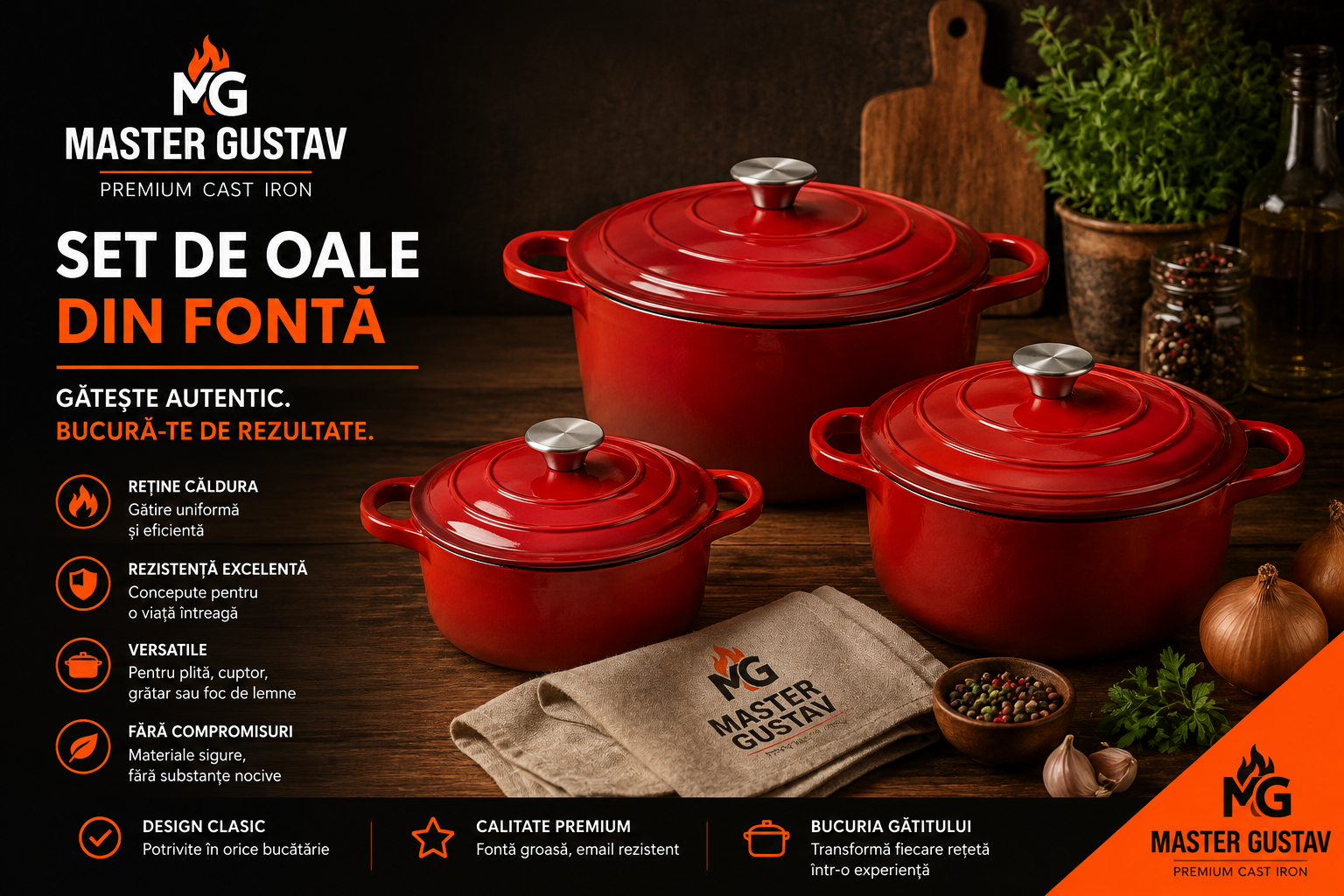 Set de oale din fontă – de ce merită să ai mai multe dimensiuni în bucătărie?