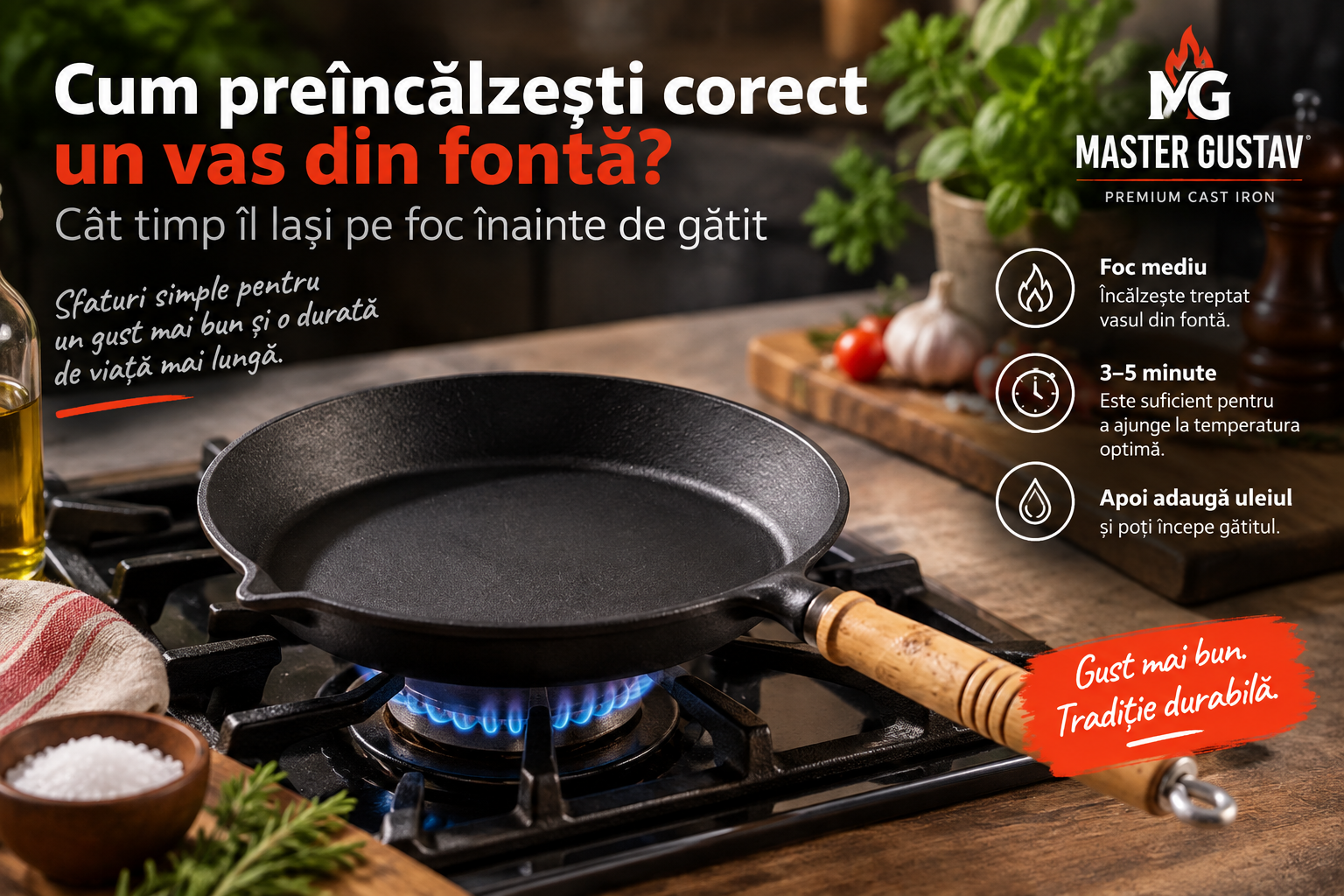 Cum preîncălzești corect un vas din fontă? Cât timp îl lași pe foc înainte de gătit