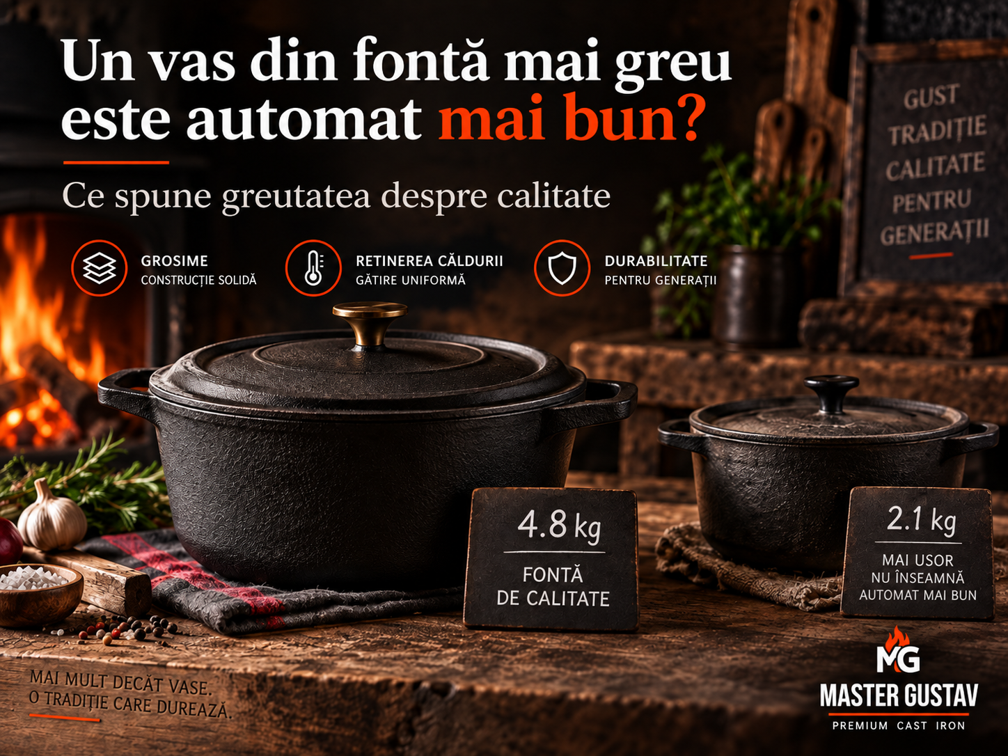 Un vas din fontă mai greu este automat mai bun? Ce spune greutatea despre calitate