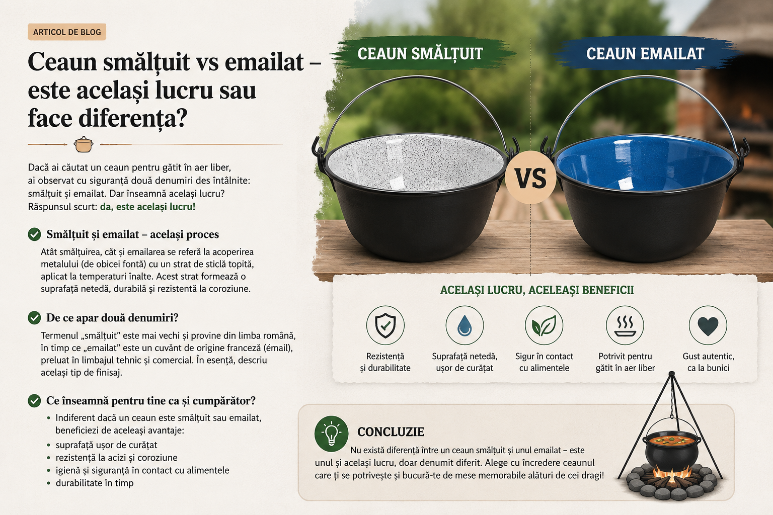 Ceaun smălțuit sau ceaun emailat? Există vreo diferență?
