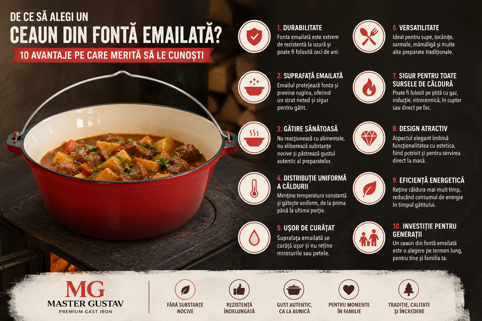 De ce să alegi un ceaun din fontă emailată? 10 avantaje pe care merită să le cunoști