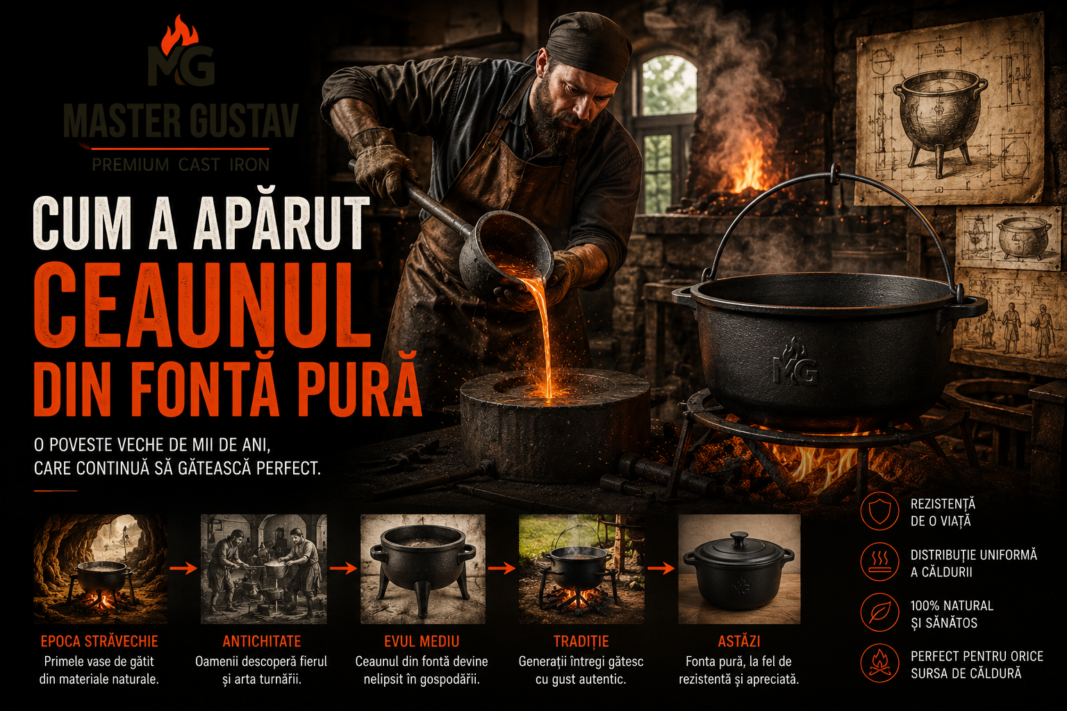 Cum a apărut ceaunul din fontă pură
