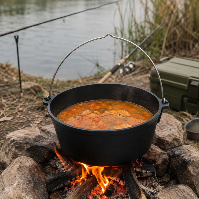 Ceaun din tuci/fontă natur 2 in 1, cu capac 15.7 Litri| Dutch Oven [8]