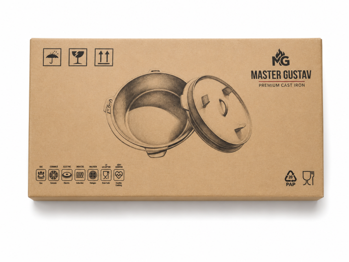 Ceaun din tuci/fontă natur 2 in 1, cu capac 15.7 Litri| Dutch Oven [3]