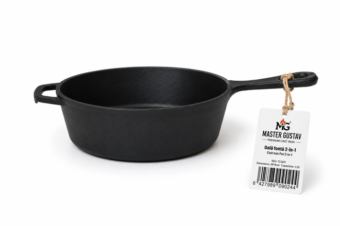 Oala din tuci/fonta natur 2 in 1 ( oala + tigaie ) 4,5 Litri [3]