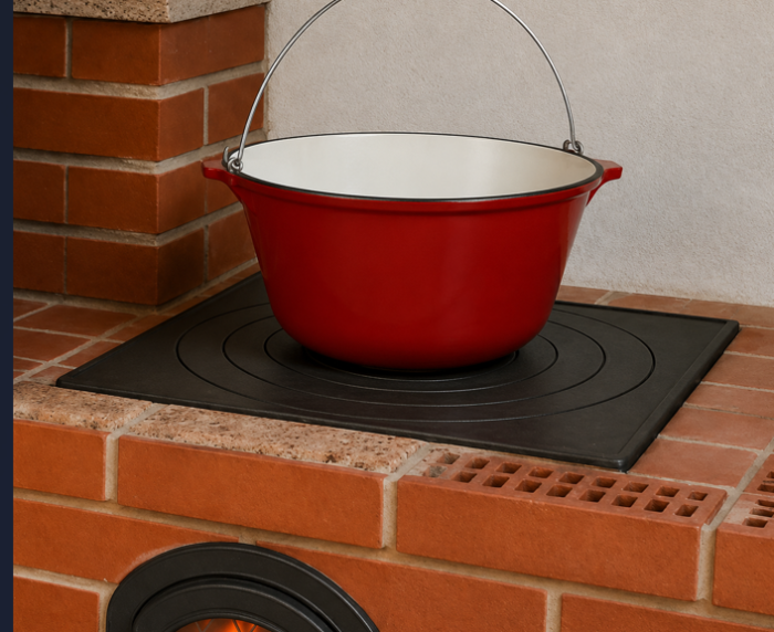 Pachet Ceaun din Fontă Emailată Master Gustav + Plită din Fontă Masivă pentru Sobă, 520 × 540 mm [2]