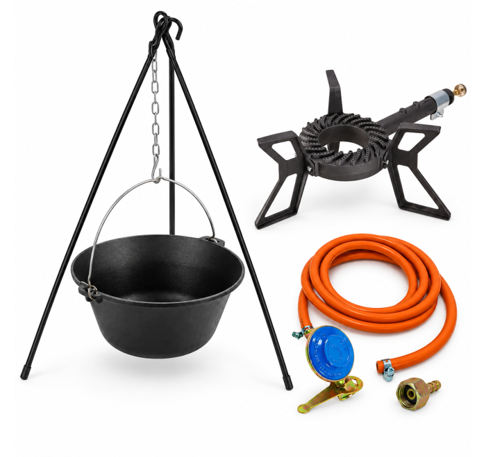 Pachet complet 10.7 L pentru gătit la ceaun – ceaun natur 10.7 Litri, arzator 6.5 kW, trepied 110 cm și kit GPL [15]