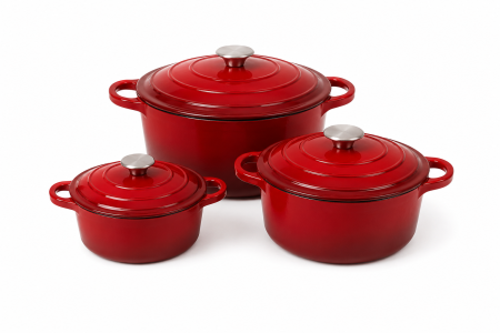 Oale din fonta emailata - Set 3 Oale din Fontă Emailată cu capac Master Gustav – 2,8 L + 4 L + 6 L