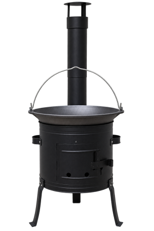 Ceaune din fonta natur - Ceaun din fontă natur Master Gustav 15 L + Sobă pe lemne Ø36 cm cu horn