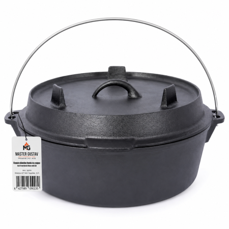 Ceaune din fonta natur - Ceaun din tuci/fontă natur 2 in 1, cu capac 15.7 Litri| Dutch Oven