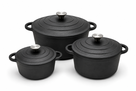 Oale din fonta natur - Set 3 Oale Fontă Natur 2,8 L + 3,8 L + 5,1 L | Master Gustav
