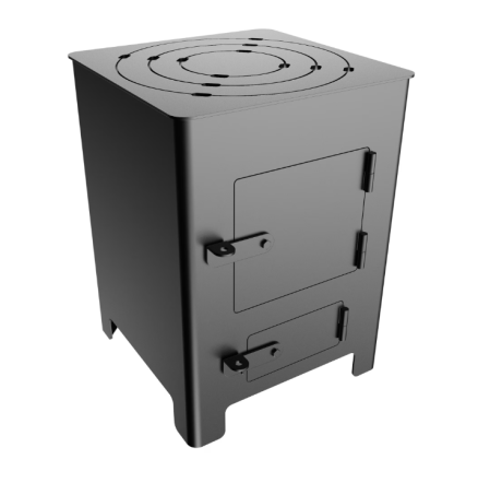 Accesorii ceaune - Soba de exterior pentru ceaun disc sau gratar, patrata, din metal grosime 3mm, 33 x 33 cm