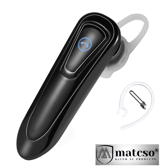 Casca Bluetooth 5.2, matcso®, Single Ear Handsfree, Wireless Business, Soferi, Birou, Convorbire pana la 35 ore, Conectare multipoint la doua dispozitive simultan, Microfon HD, Compatibila universala, [1]