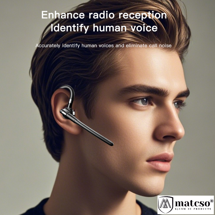 Casca Bluetooth 5.4, Handsfree Wireless, matcso® M526, Standby 180 ore, Timp de Vorbire pana la 30 ore, Sunet HD, Compatibila IOS/Android, Eliminare Zgomot, Cutie Pentru Incarcare 500 mAh, Buton Touch [8]