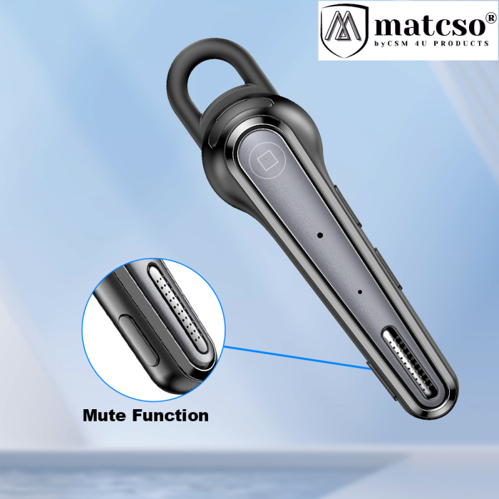 Casca Bluetooth Wireless 5.1, matcso® M52, Timp de Vorbire 10 ore, Carcasa incarcare 500 mAh, Durata de Viata 20 ore, Conectare 2 dispozitive, Buton Mute, Reducere Zgomot, USB-C, Rotire 60°, Negru [3]