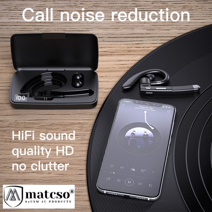 Casca Wireless, Bluetooth 5.3, matcso® M520, Tip Handsfree, Timp de Vorbire 10 ore, Carcasa incarcare 500 mAh, USB-C, Timp Standby 180 ore, Microfon HD, Eliminare Zgomot, Rezistenta la Apa IPX7, Contr [4]