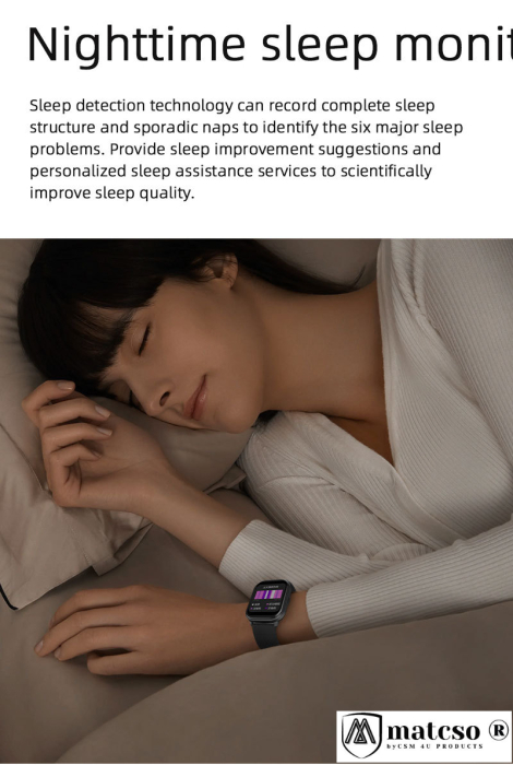 Ceas SmartWatch, matcso by CSM 4U PRODUCTS®, SWTZL99J, Apel Bluetooth, Display 2.01", Notificari Apel, Calculator, Jocuri, Alarma, Monitorizare Somn, Calorii, Moduri Sport, Distanta, Pasi, Ritm Cardia [4]