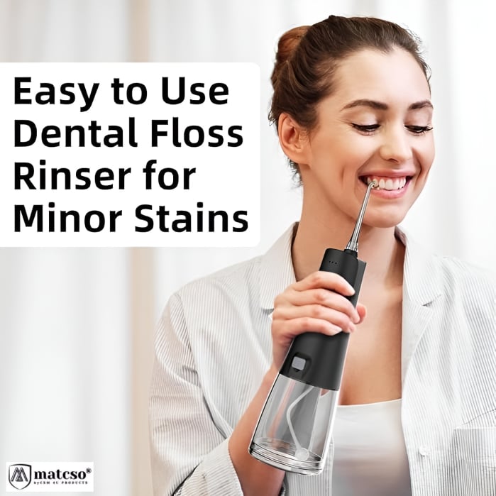 Irigator Oral Profesional Pentru Dus Bucal, matcso®, MATCS-139 Pro, 4 Trepte De Presiune, Impermeabilitate IPX7, Portabil Fara Fir, Baterie Reincarcabila 2000 mAh, Zgomot Redus, 4 Duze Cu Jet Incluse, [2]