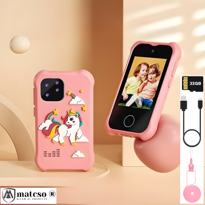 Telefon Inteligent Jucarie Pentru Copii, matcso by CSM 4U PRODUCTS®, Ecran Tactil 2.8 inch, Camera Dubla 8.0 MP, Video HD, Player Muzical MP3, Jocuri Puzzle, Jocuri Educative, Card Memorie Micro SD 32 [2]