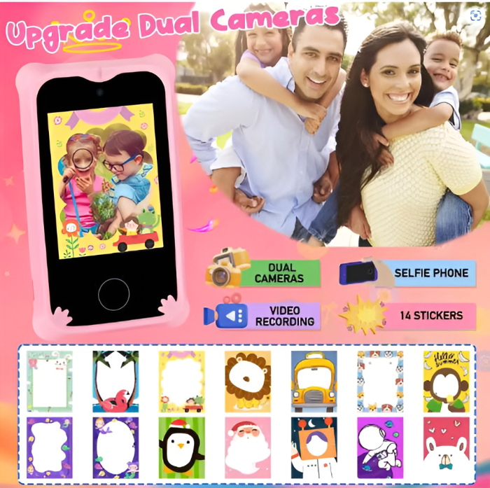 Telefon Inteligent Jucarie Pentru Copii, matcso by CSM 4U PRODUCTS®, Ecran Tactil 2.8 inch, Camera Dubla 8.0 MP, Video HD, Player Muzical MP3, Jocuri Puzzle, Jocuri Educative, Card Memorie Micro SD 32 [6]