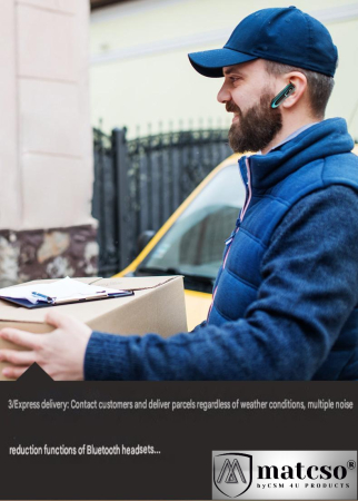 Casca Bluetooth 5.2, matcso®, Single Ear Handsfree, Wireless Business, Soferi, Birou, Convorbire pana la 35 ore, Conectare multipoint la doua dispozitive simultan, Microfon HD, Compatibila universala, [1]