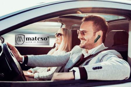 Casca Bluetooth 5.2, matcso®, Single Ear Handsfree, Wireless Business, Soferi, Birou, Convorbire pana la 35 ore, Conectare multipoint la doua dispozitive simultan, Microfon HD, Compatibila universala, [2]