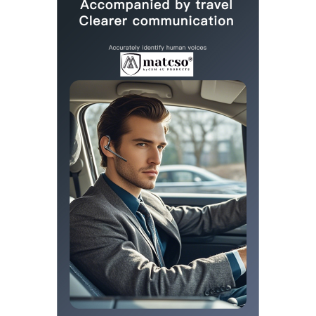 Casca Bluetooth 5.4, Handsfree Wireless, matcso® M526, Standby 180 ore, Timp de Vorbire pana la 30 ore, Sunet HD, Compatibila IOS/Android, Eliminare Zgomot, Cutie Pentru Incarcare 500 mAh, Buton Touch [4]