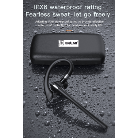 Casca Bluetooth 5.4, Handsfree Wireless, matcso® M526, Standby 180 ore, Timp de Vorbire pana la 30 ore, Sunet HD, Compatibila IOS/Android, Eliminare Zgomot, Cutie Pentru Incarcare 500 mAh, Buton Touch [8]