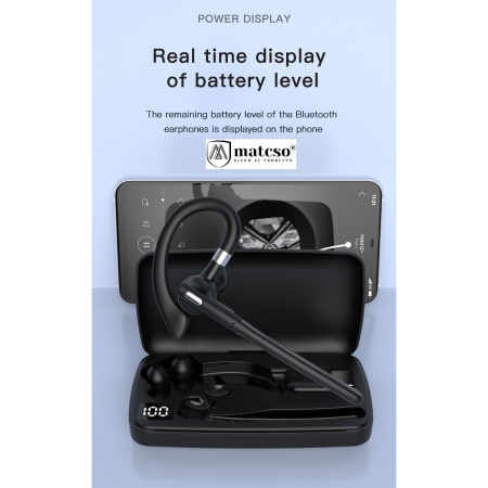 Casca Bluetooth 5.4, Handsfree Wireless, matcso® M526, Standby 180 ore, Timp de Vorbire pana la 30 ore, Sunet HD, Compatibila IOS/Android, Eliminare Zgomot, Cutie Pentru Incarcare 500 mAh, Buton Touch [1]
