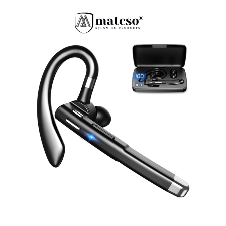 Casti Wireless - Casca Wireless, Bluetooth 5.3, matcso® M520, Tip Handsfree, Timp de Vorbire 10 ore, Carcasa incarcare 500 mAh, USB-C, Timp Standby 180 ore, Microfon HD, Eliminare Zgomot, Rezistenta la Apa IPX7, Contr